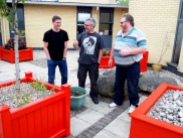 Dan, Paul and Barry after painting the planters