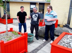 Dan, Paul and Barry after painting the planters